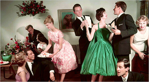 An image of a 1940s or 50s cocktail party
